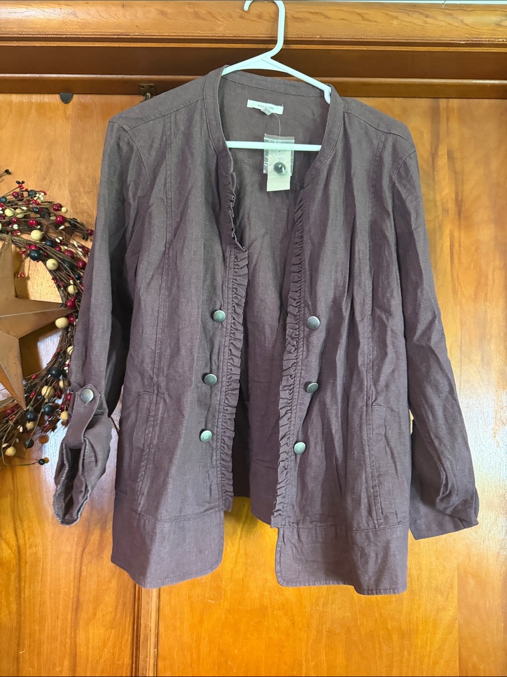 Maurices Plum Open-Front Buttoned Blazer